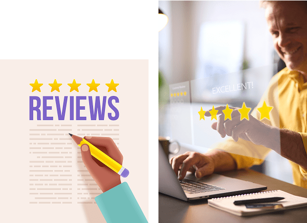 Customer giving excellent feedback online