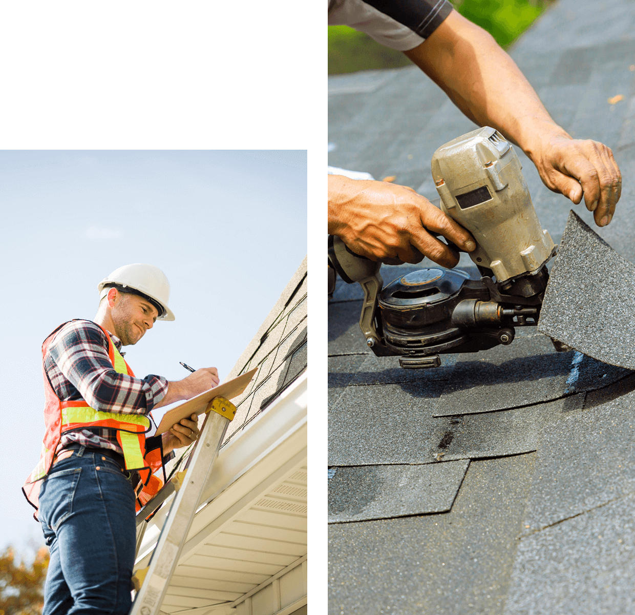 Nailing shingles onto roof