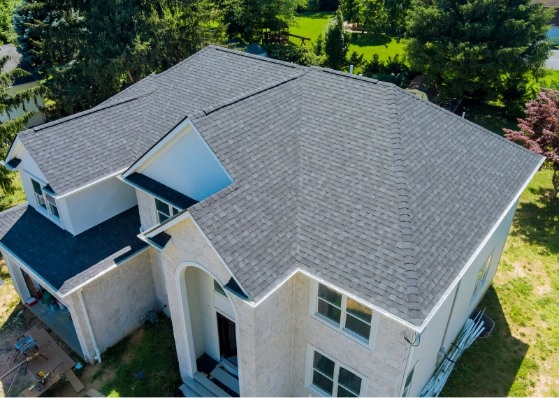 Aerial view of residential roof